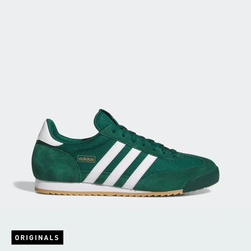 adidas Green and White Low-Top Suede Sneakers